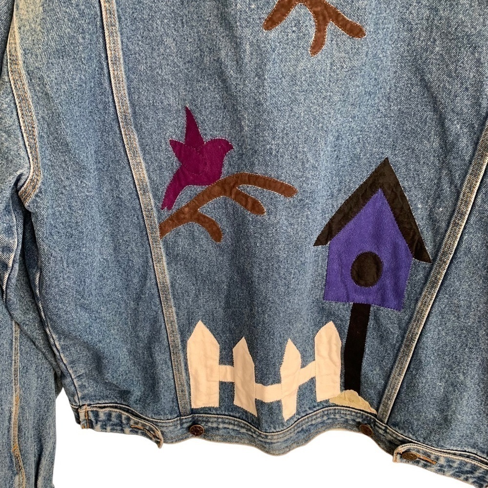 Vintage Blue Jean Denim Jacket Cabin Creek Quilts Malden West Virginia Women’s L - Picture 5 of 8